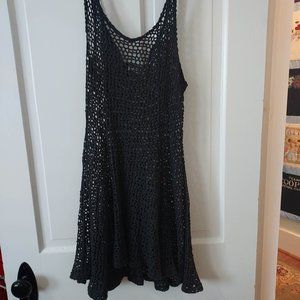 In Gear Swimsuit Cover-up Fit & Flare Open Weave Tank Dress Black O/S